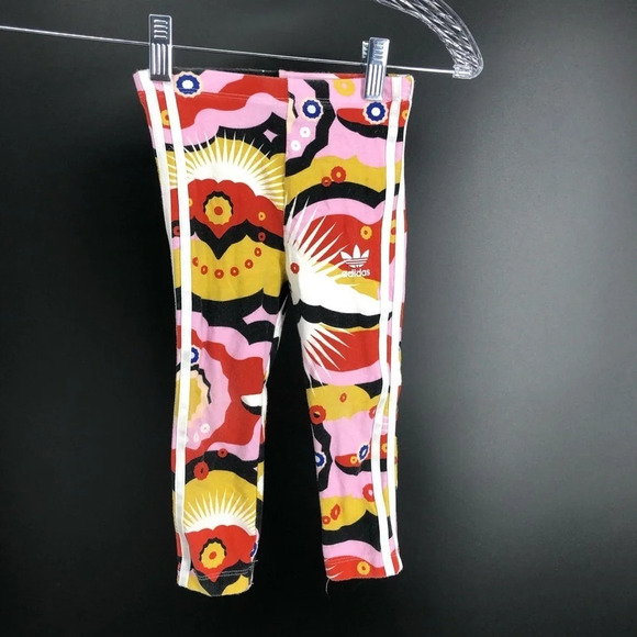 Adidas 3 stripe leggings bright colorful 12-18 mos - Picture 1 of 3